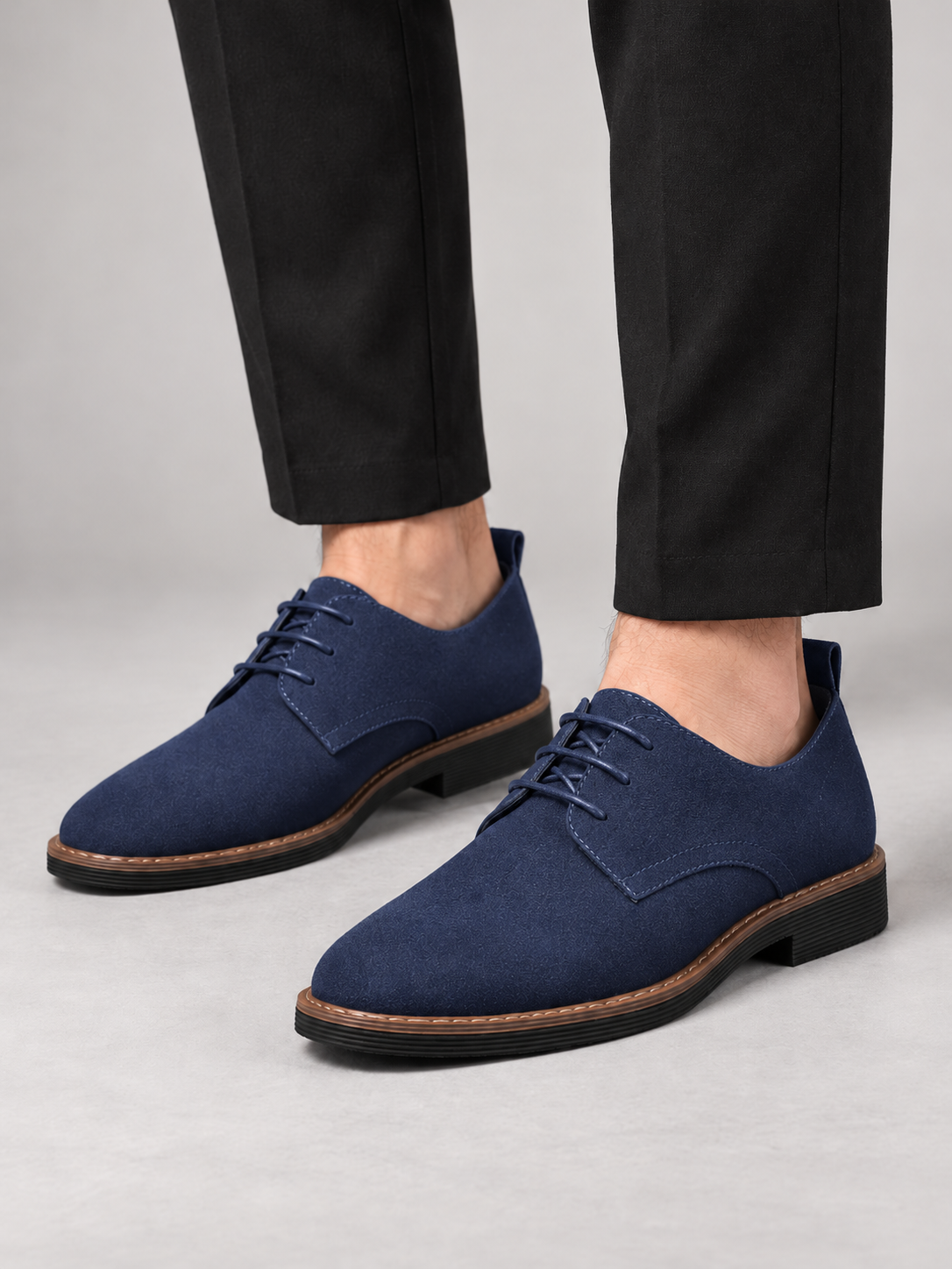 Men's Faux Nubuck Derby Shoes | Lace-Up, Contrast Welt