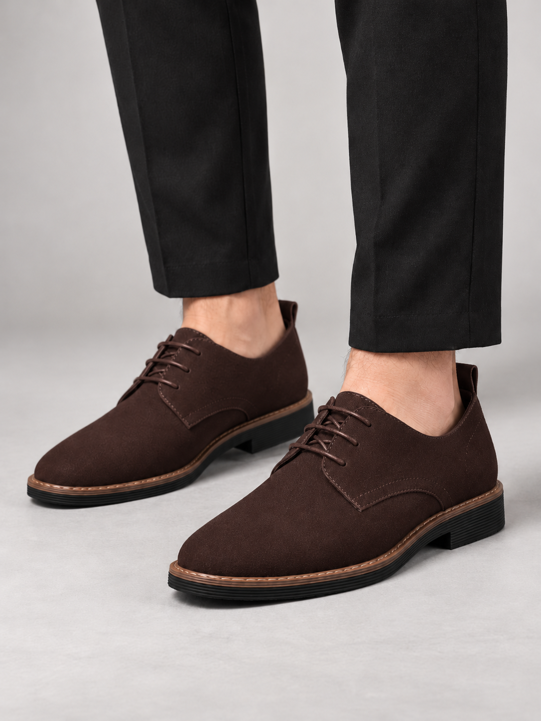 Men's Faux Nubuck Derby Shoes | Lace-Up, Contrast Welt
