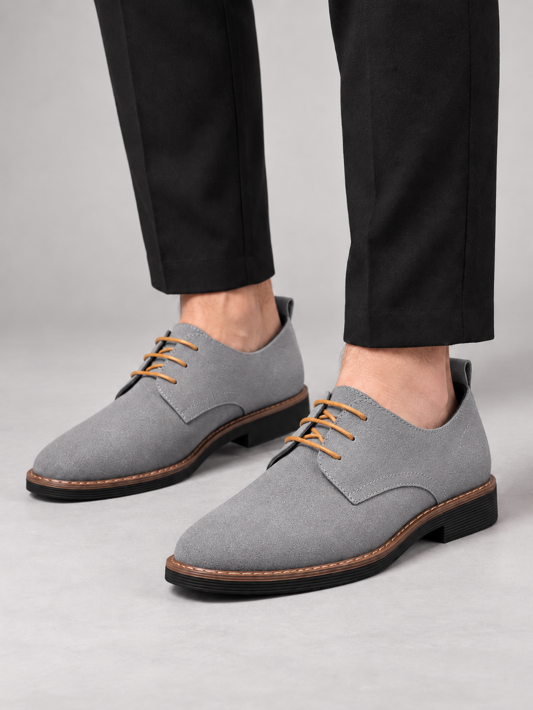 Men's Faux Nubuck Derby Shoes | Lace-Up, Contrast Welt