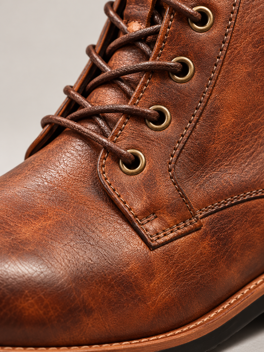 Men's Leather-Look Lace-Up Boots | Side Buckle Strap