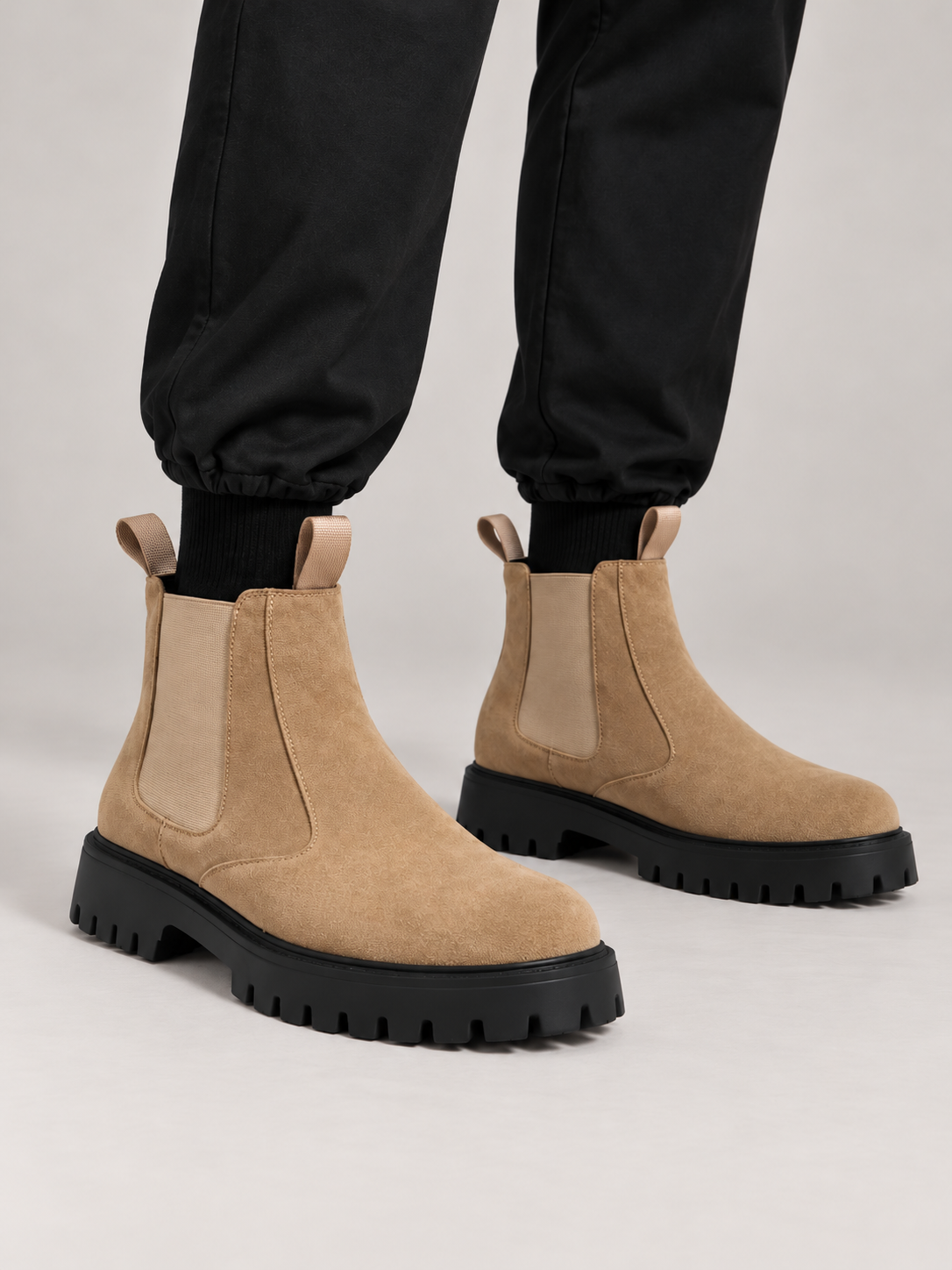 Men's Faux Suede Chelsea Boots | Chunky Lug Sole