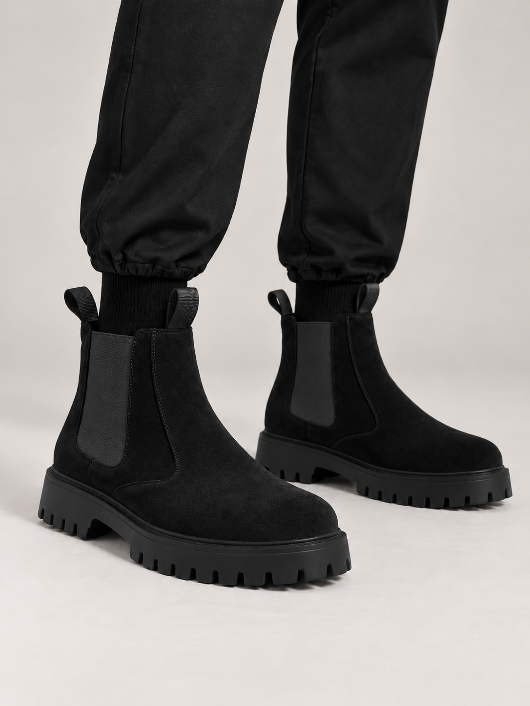 Men's Faux Suede Chelsea Boots | Chunky Lug Sole