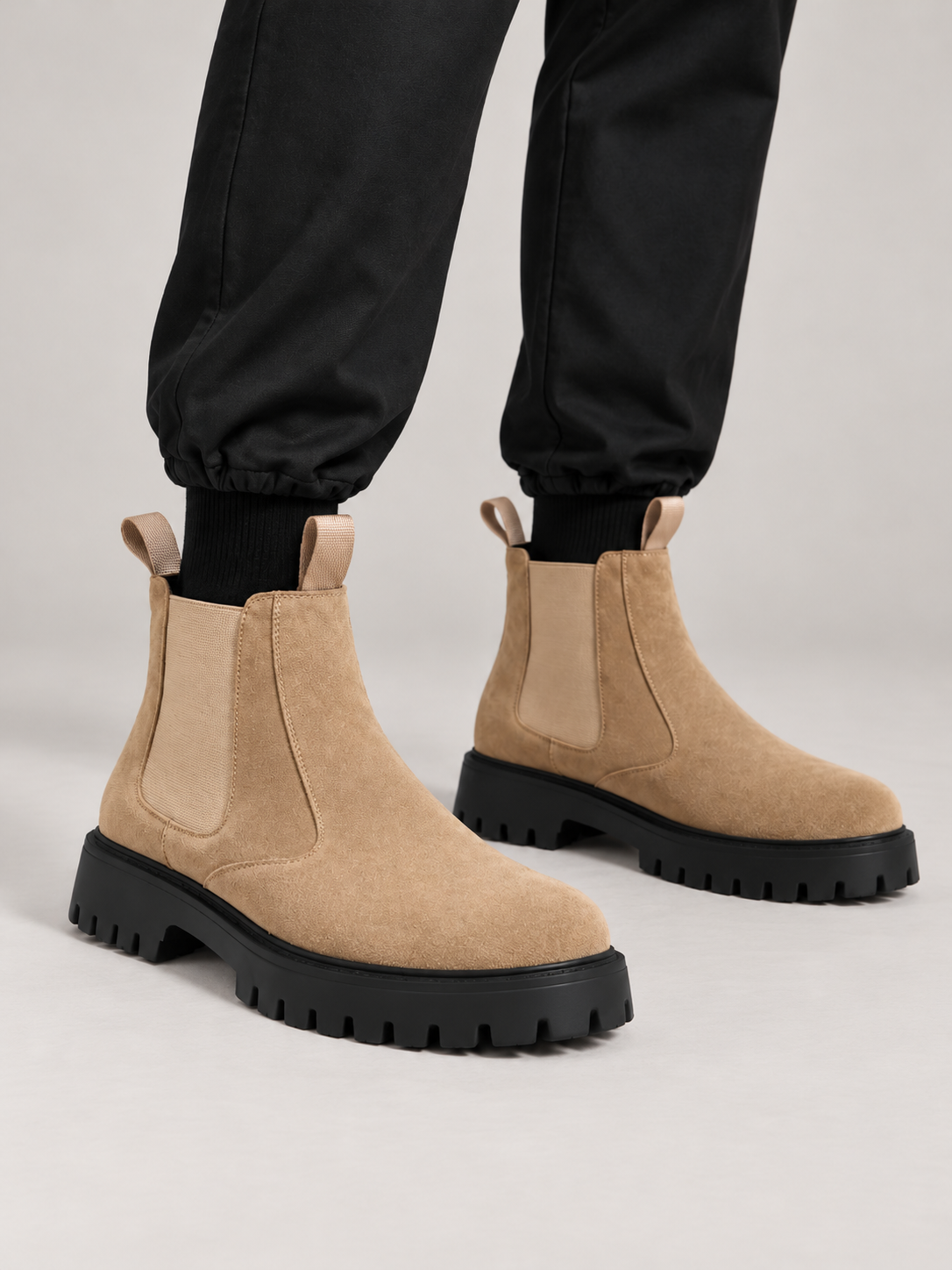 Men's Faux Suede Chelsea Boots | Chunky Lug Sole