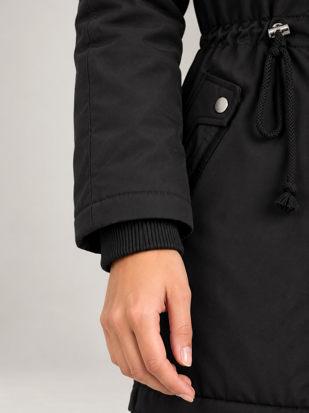 Women's Fleece Lined Hooded Parka | Faux Fur Trim, Drawstring Waist