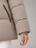 Women's Hooded Puffer Jacket | Drawstring Waist, Zip Pockets