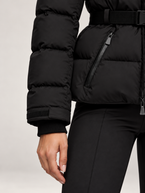 Women's Belted Ski Puffer Jacket | Stand Collar, Detachable Hood