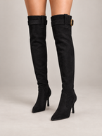 Women's Over-The-Knee Stiletto Boots | Faux Suede, Buckle Cuff