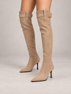 Women's Over-The-Knee Stiletto Boots | Faux Suede, Buckle Cuff