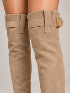 Women's Over-The-Knee Stiletto Boots | Faux Suede, Buckle Cuff