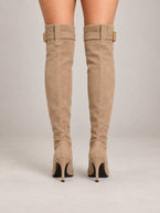 Women's Over-The-Knee Stiletto Boots | Faux Suede, Buckle Cuff