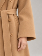 Women's Belted Wool-Blend Wrap Coat | Double Breasted, Notch Lapel