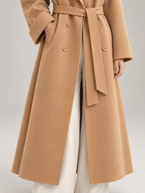 Women's Belted Wool-Blend Wrap Coat | Double Breasted, Notch Lapel