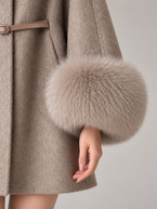 Women's Faux Fur Collar Cape Coat | Wool-Blend, Belted, Fur Cuffs
