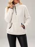 Women's Teddy Fleece Half-Zip Sweatshirt | Funnel Neck, Kangaroo Pocket