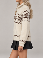 Women's Snowflake Zip-Up Knit Cardigan