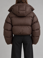 Women's Cropped Hooded Puffer Jacket | Drawstring Waist
