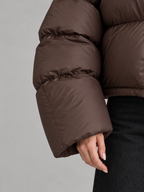 Women's Cropped Hooded Puffer Jacket | Drawstring Waist