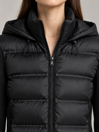 Women's Hybrid Padded Jacket | Quilted Front, Stretch Sleeves