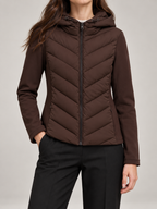 Women's Slim Hooded Hybrid Jacket | Chevron Quilted Front