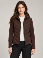 Women's Slim Hooded Hybrid Jacket | Chevron Quilted Front