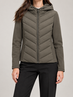 Women's Slim Hooded Hybrid Jacket | Chevron Quilted Front