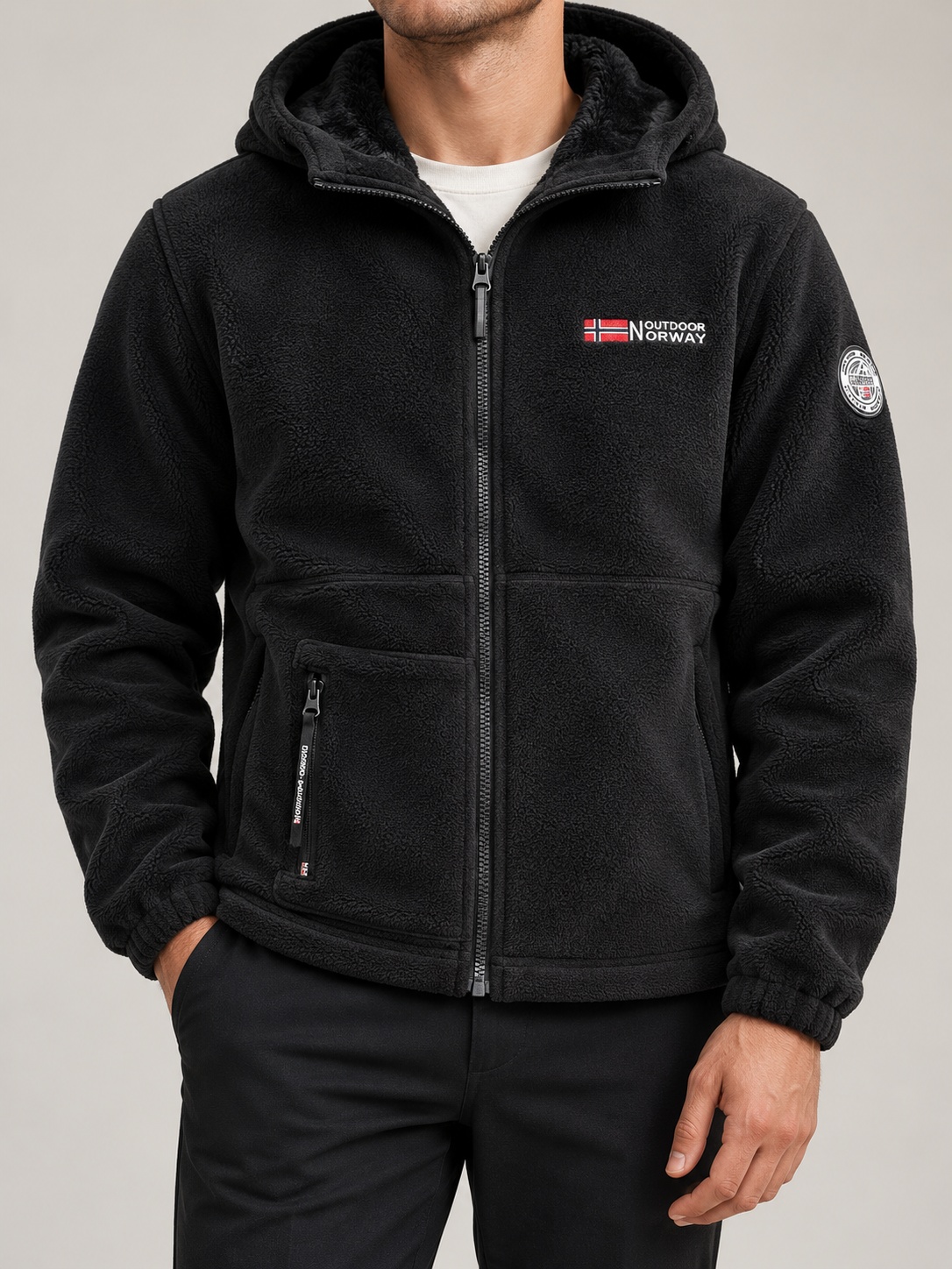 Men's Hooded Fleece Jacket | Full Zip, Sherpa Lined