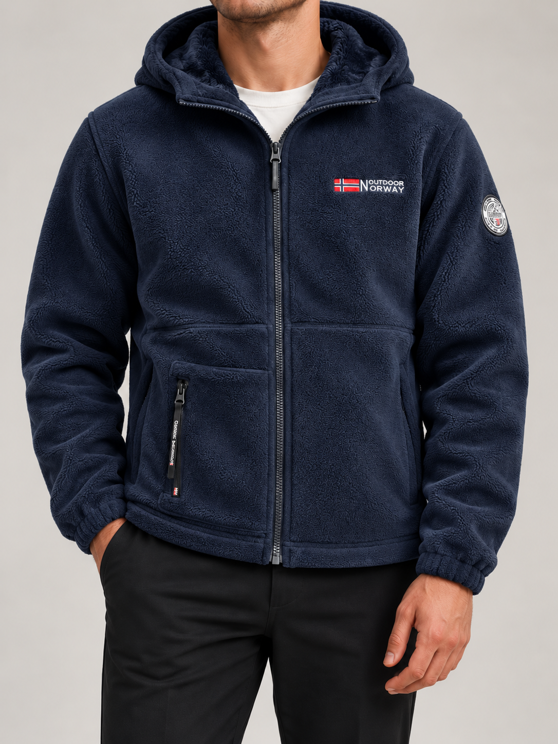 Men's Hooded Fleece Jacket | Full Zip, Sherpa Lined