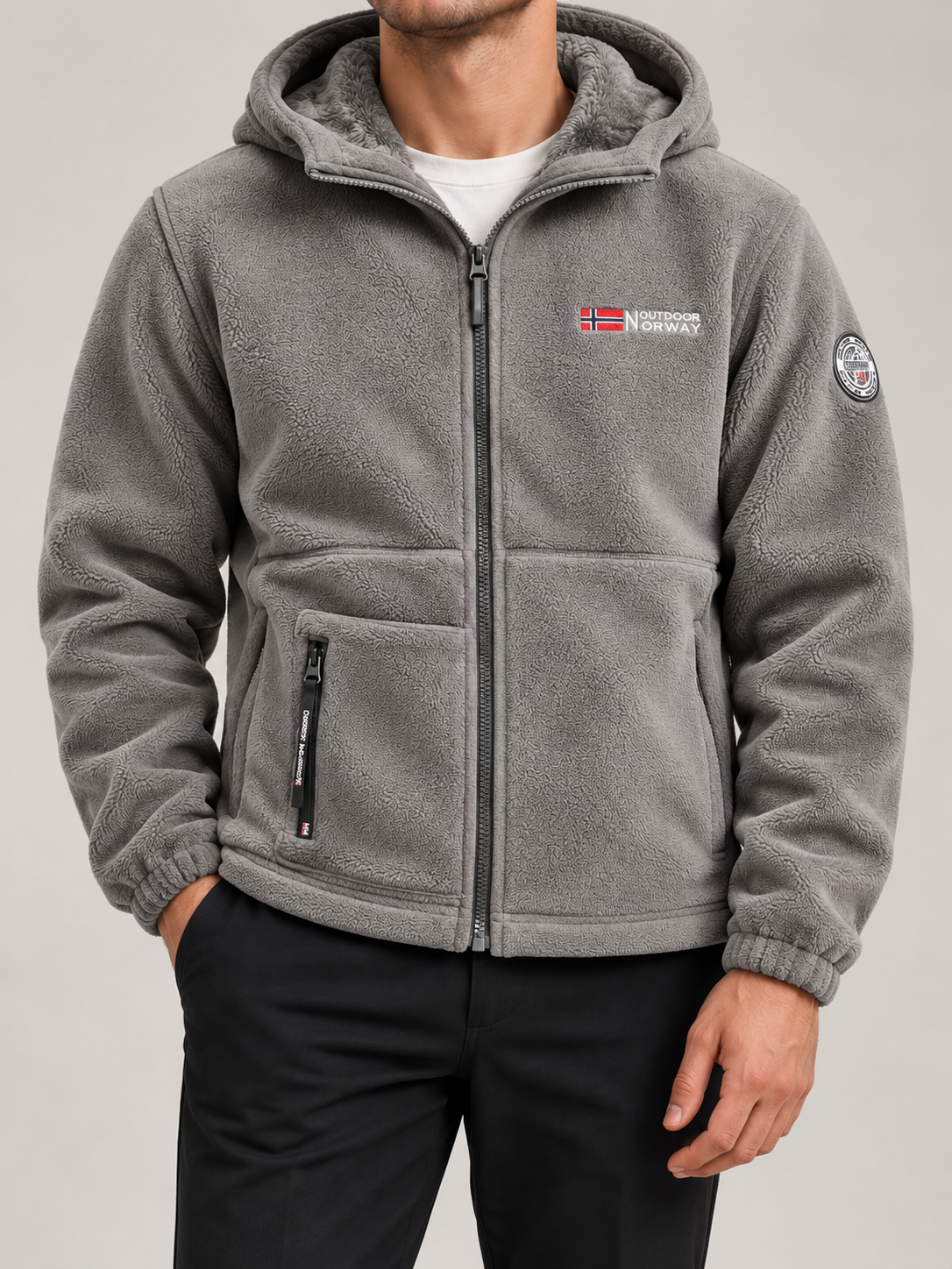 Men's Hooded Fleece Jacket | Full Zip, Sherpa Lined