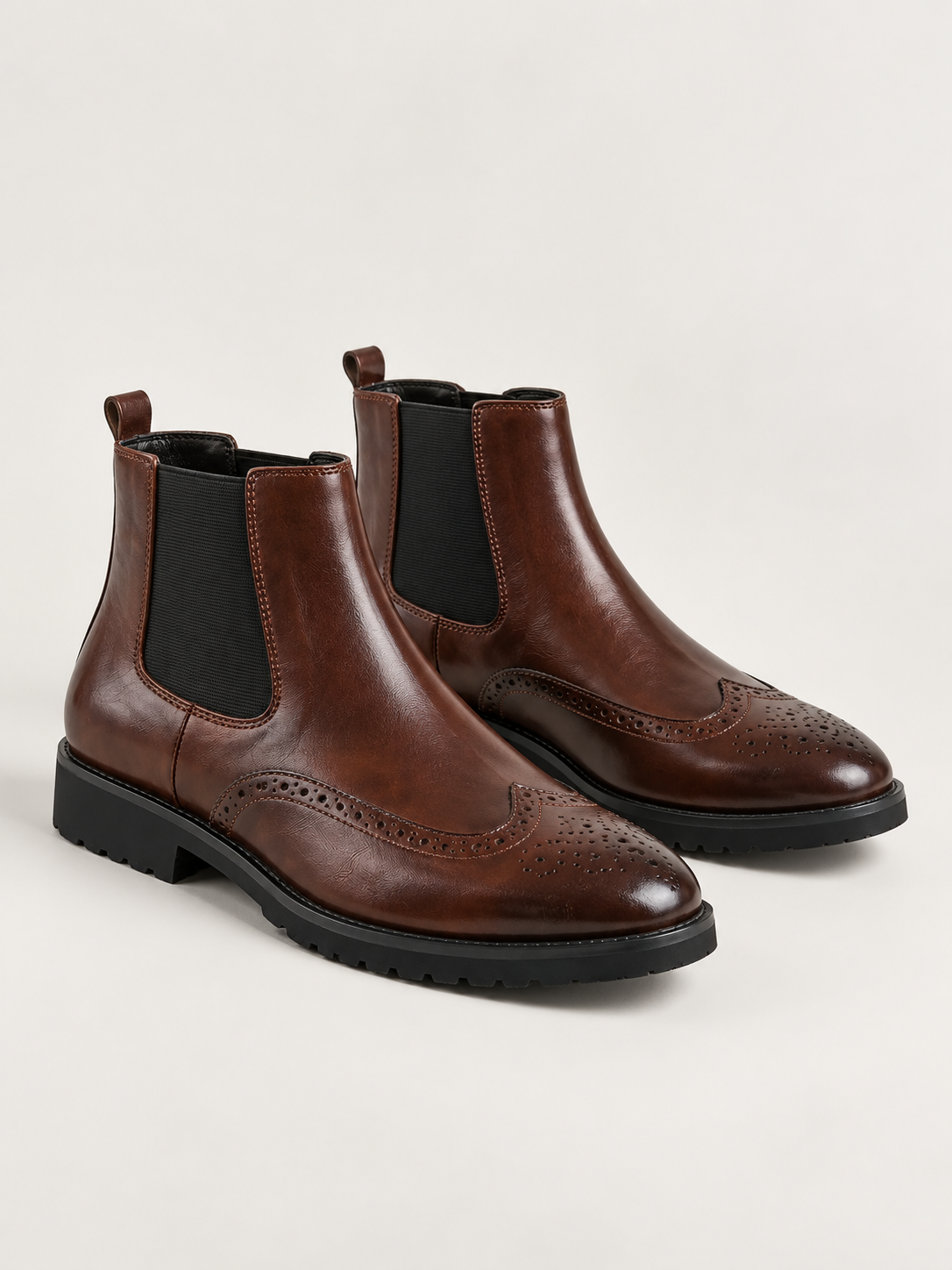 Men's Brogue Chelsea Boots | Lug Sole