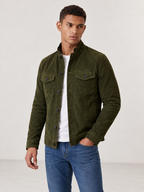 Men's Faux Suede Trucker Jacket | Stand Collar