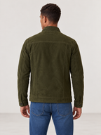 Men's Faux Suede Trucker Jacket | Stand Collar