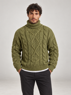 Men's Cable Knit Roll Neck Jumper