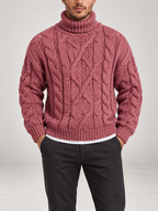 Men's Cable Knit Roll Neck Jumper