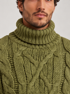 Men's Cable Knit Roll Neck Jumper
