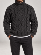 Men's Cable Knit Roll Neck Jumper