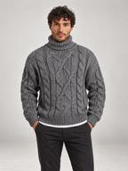 Men's Cable Knit Roll Neck Jumper