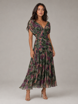 Women's Floral Pleated Maxi Dress