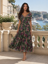 Women's Floral Pleated Maxi Dress