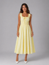 Women's Floral Shirred Waist Midi Dress