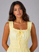 Women's Floral Shirred Waist Midi Dress