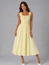 Women's Floral Shirred Waist Midi Dress