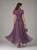 Women's Chiffon Lace Trim Maxi Dress
