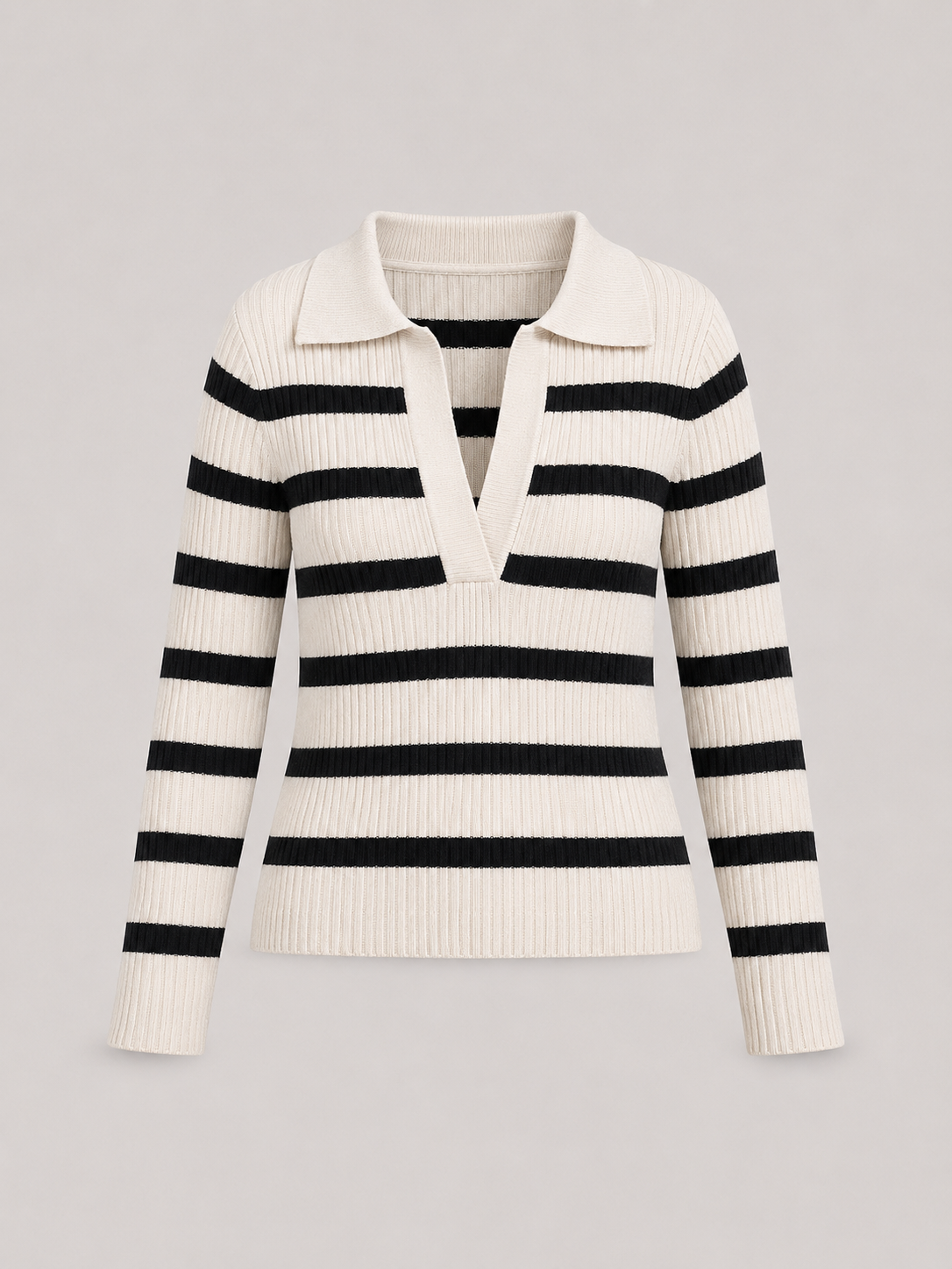 Women's Striped Half-Zip Knit Sweater