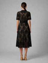 Women's Lace High Neck A Line Midi Dress