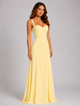 Women's Chiffon Sweetheart Lace-Up Maxi Dress
