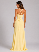 Women's Chiffon Sweetheart Lace-Up Maxi Dress