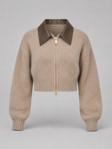 Women's Cropped Fuzzy-Knit Zip Cardigan