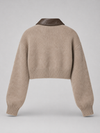 Women's Cropped Fuzzy-Knit Zip Cardigan