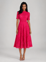 Women's Lace Scoop Neck Midi Dress