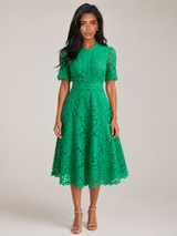 Women's Lace Scoop Neck Midi Dress